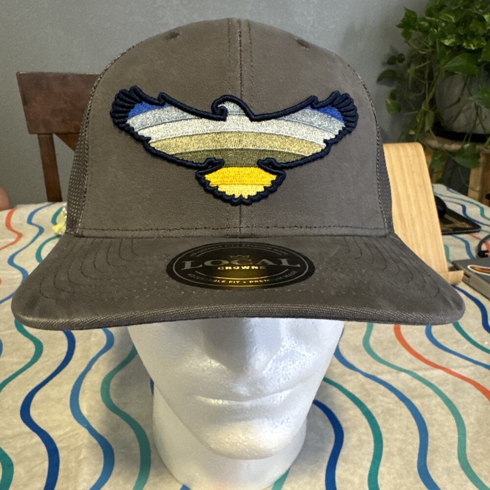 Local Crowns Bald Eagle Colorful Gray Snapback Trucker Hat Cap Mesh Bird